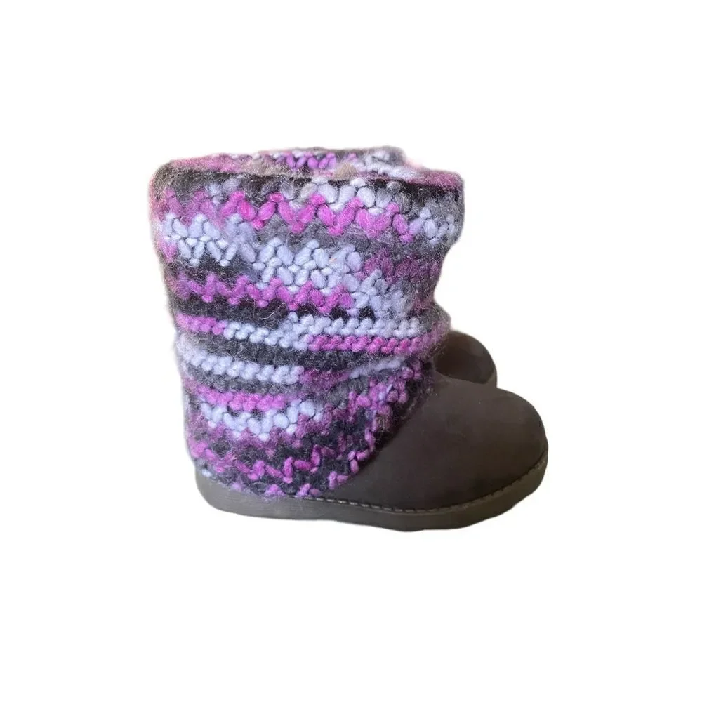 Cat & jack girls, gray and purple sweater knit boots size 7